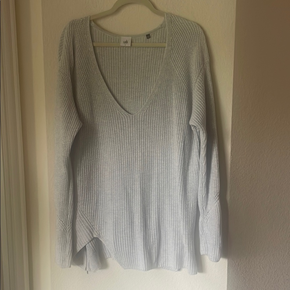 CAbi Gray V-Neck Sweater with Relaxed Fit